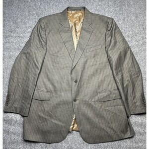 Zino Blazer Mens 50L Dark Brown Pinstripe 100%‎ Wool Suit Jacket RIVERIA Long